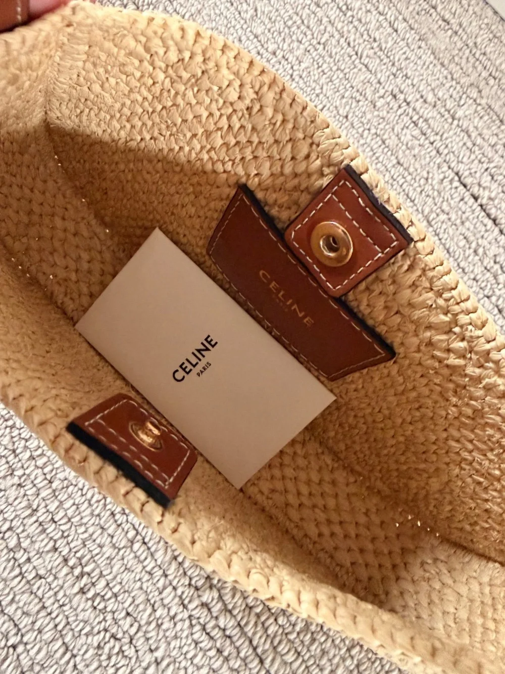 CELINE Darling Raffia & Leather Medium Tilly Bag NWT $2,100!! RARE - Picture 4 of 7